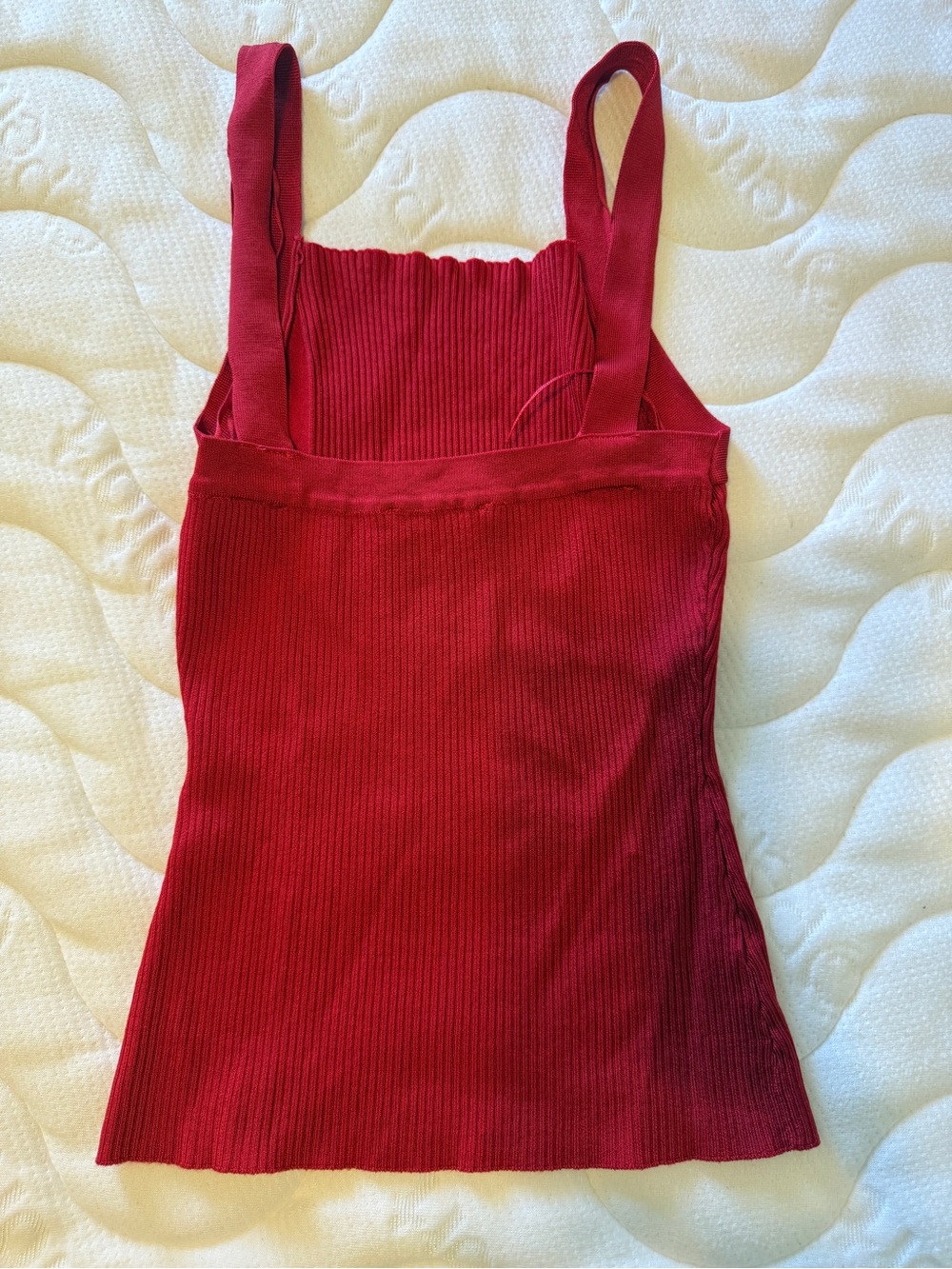 Zara Red Ribbed Square-Neck Tank - Picture 3 of 3